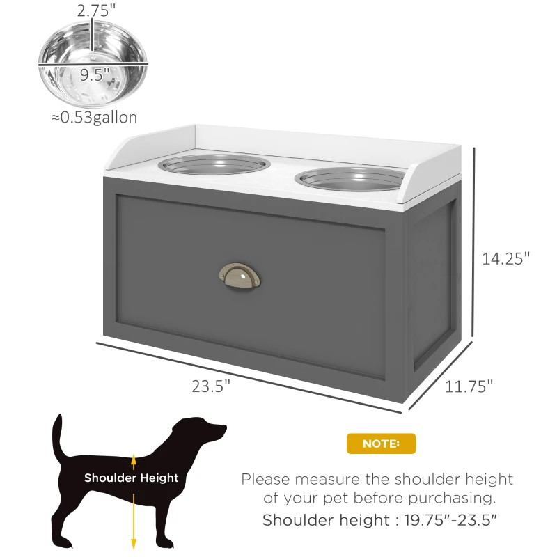 Elevated Dog Bowl Set – Dual Dish Feeding Station with Storage for Large Dogs