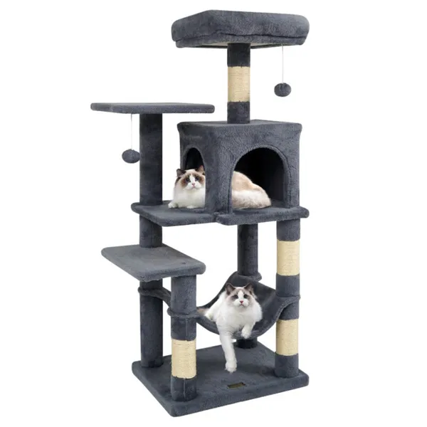 Cat Tree – Multi-Level 44 Inch Condo with Spacious Perch & Hammock for Cats