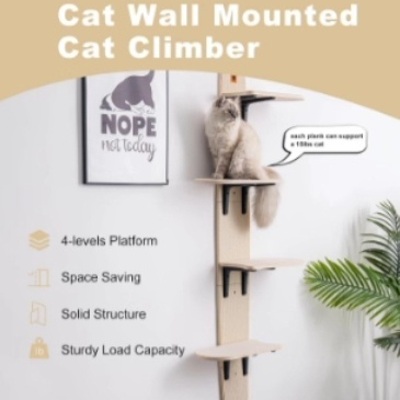 Cat Wall Perch – Wooden Mounted Climbing Shelf for Indoor Cats