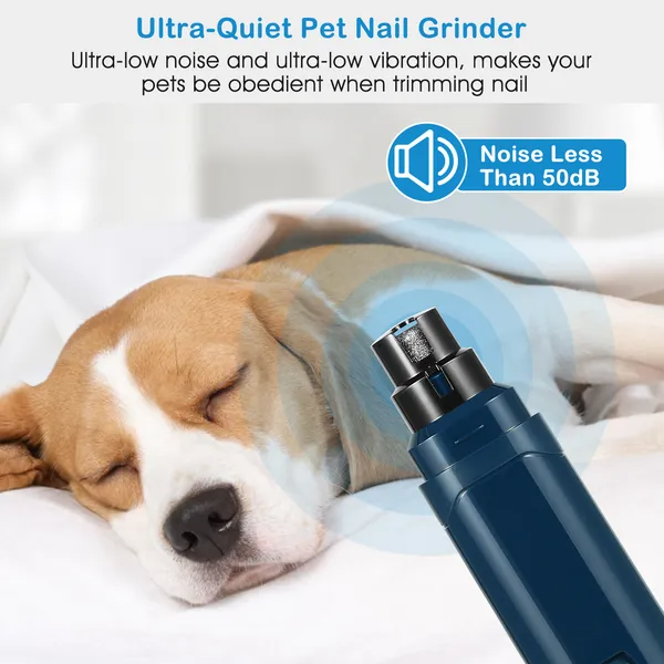 Quiet Dog Nail Grinder – 2-Speed USB Rechargeable Paw Trimmer for Dogs