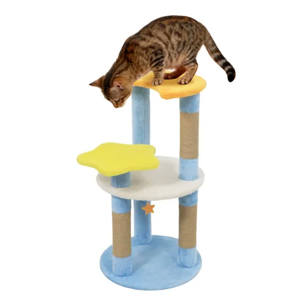 Cat Tree Condo – 4-Level Moon & Star Jute Scratching Tower for Cats