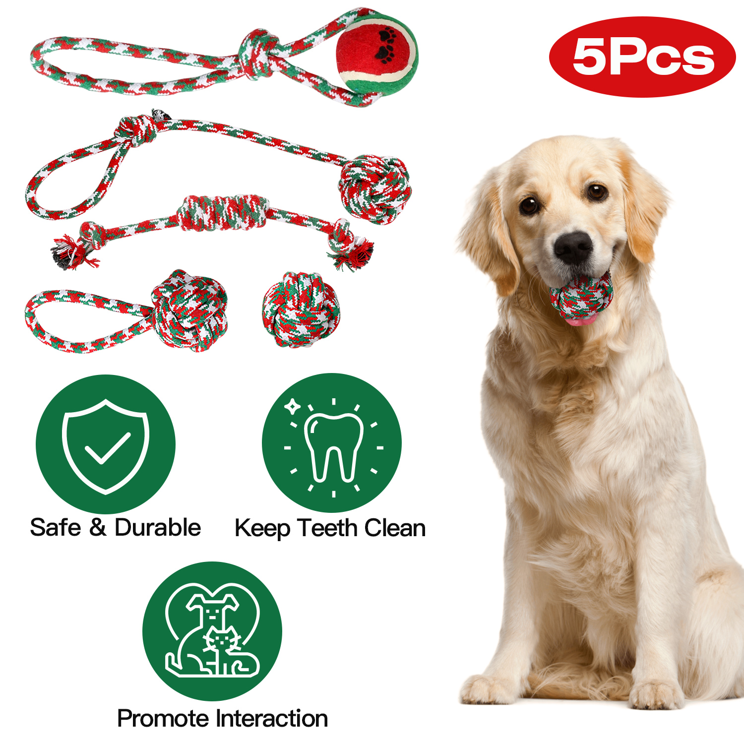 Durable Dog Chew Toy – Christmas Themed Training Rope Set for Puppies