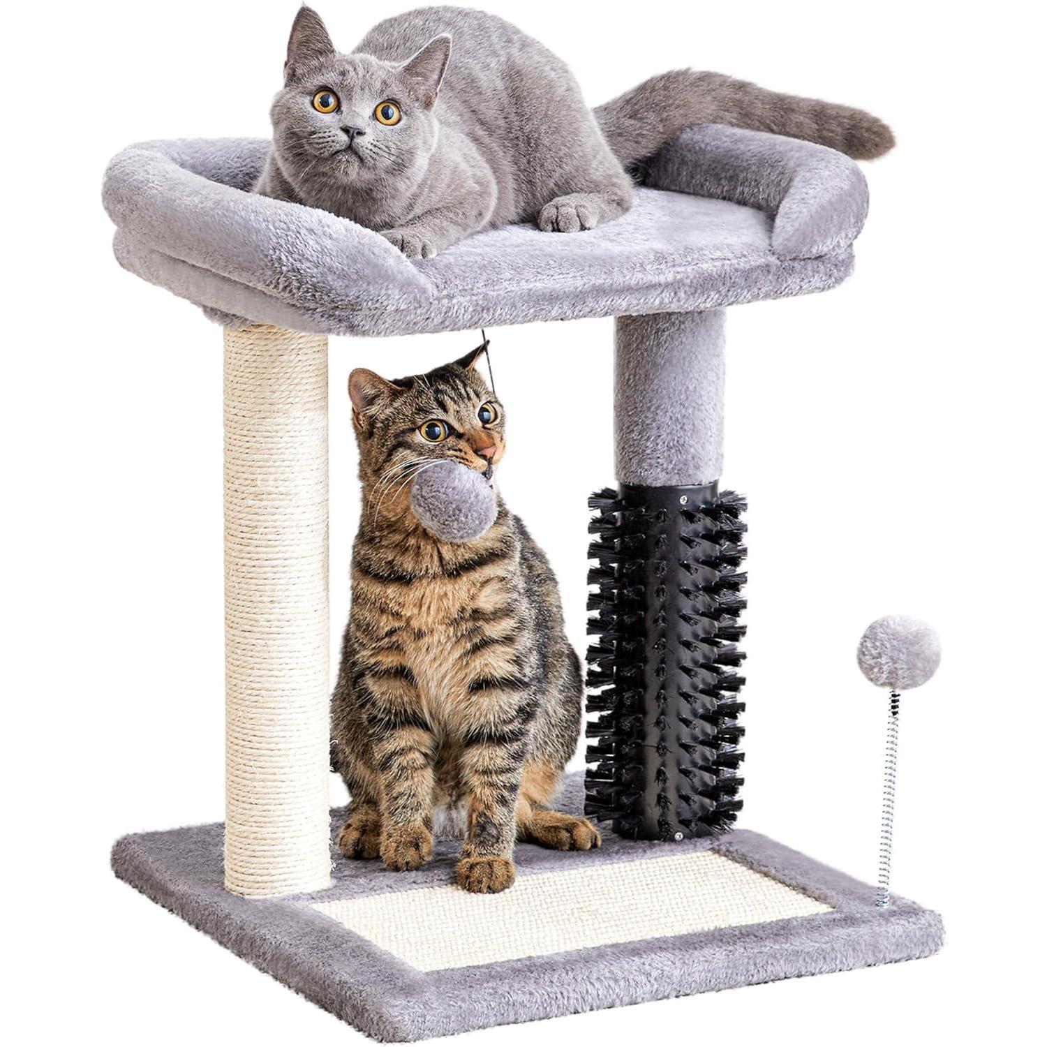 Cat Tree Bed – 4-in-1 Self-Grooming & Scratching Post with Plush Bed for Cats