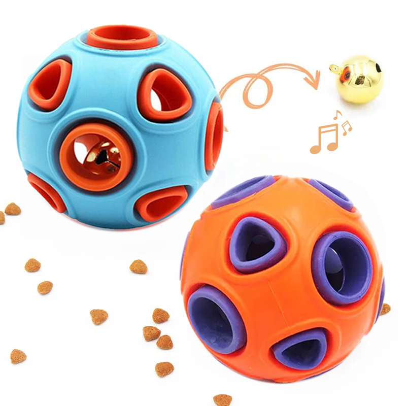 Durable Dog Chew Toy – 2-Pack Interactive Rubber Ball with Bell for Puppies