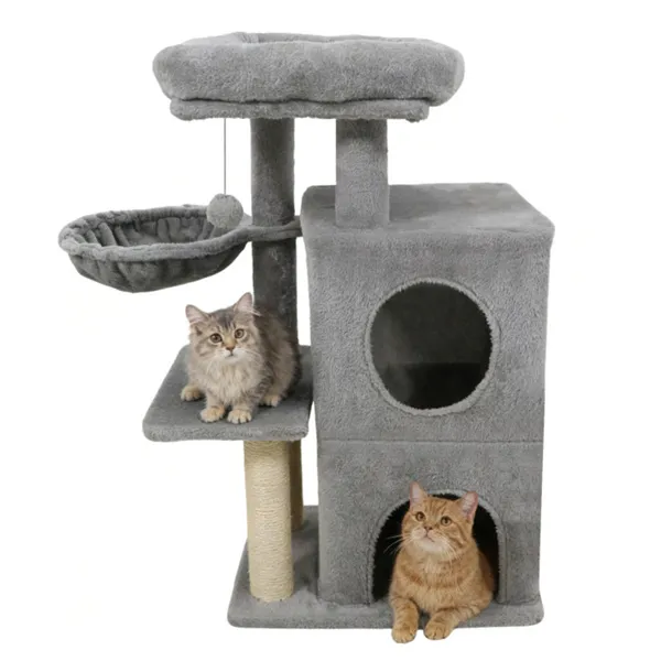 Cat Tree Condo – Multi-Level 33.5-Inch with Sisal Scratch Posts & Anti-Toppling Device for Cats