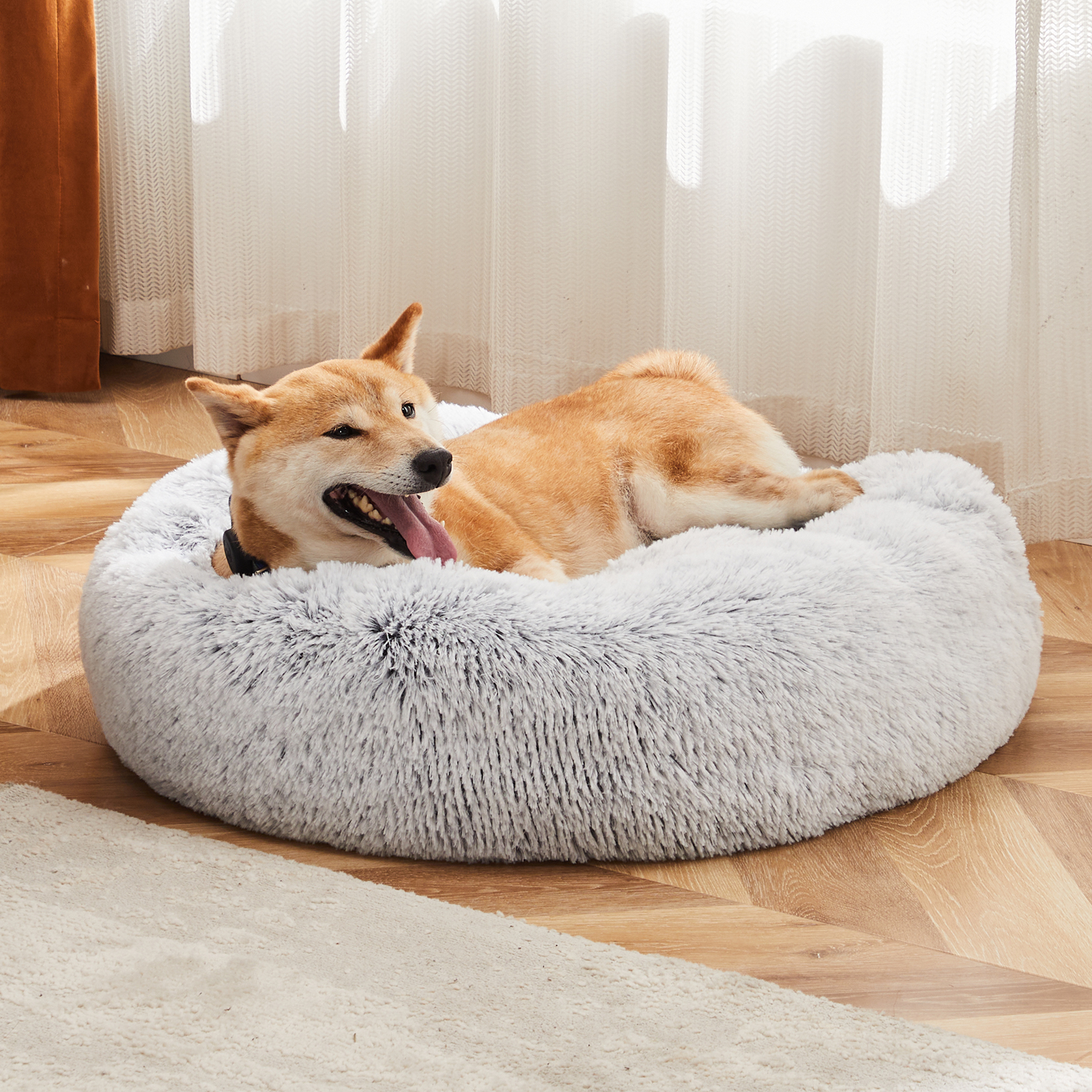 Cat Bed – Fluffy Plush Round Faux Fur Anti-Slip Bed for Cats