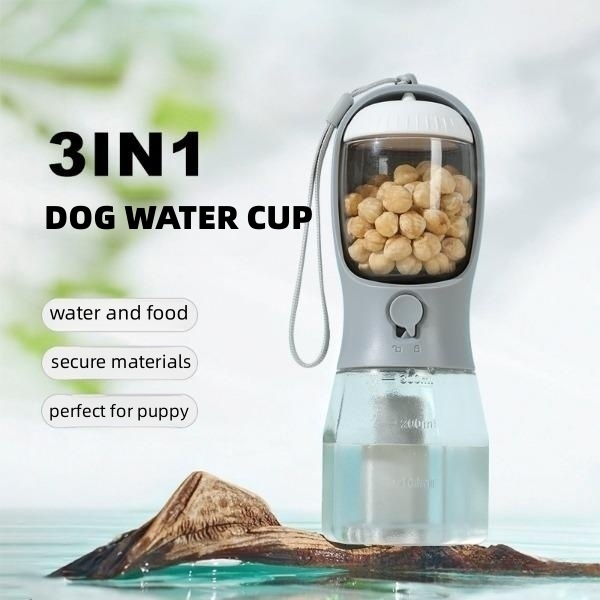 Portable Dog Water Dispenser – 3-in-1 for Drinking, Food & Waste Bags