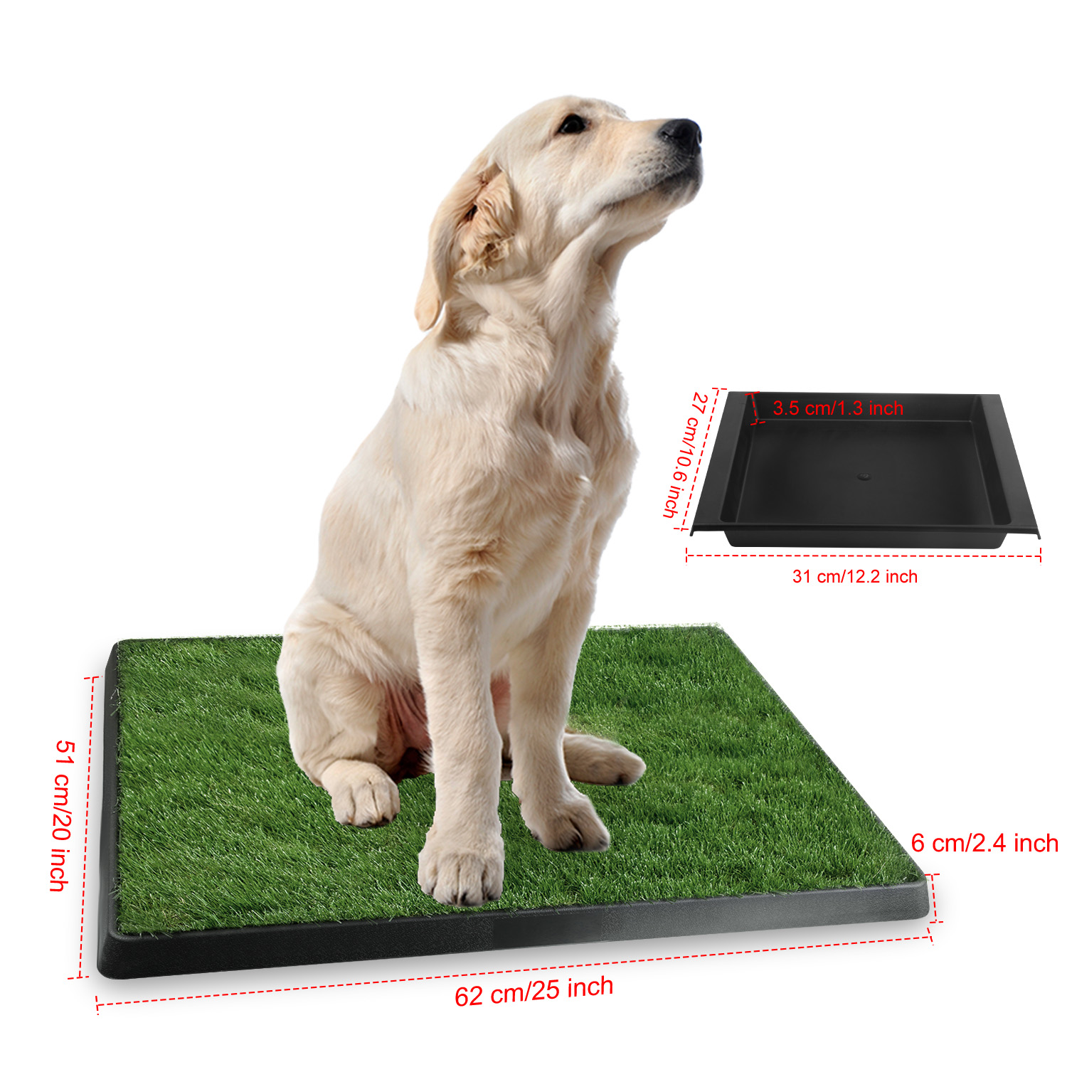 Dog Potty Training Pad – Artificial Grass Mat with Loo Tray for Puppies