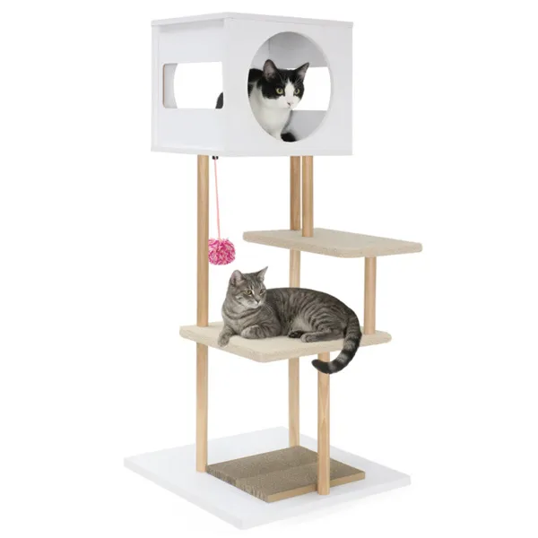Cat Tree Condo – Multi-Level with 2 Scratching Pads & Anti-Tipping Kit for Cats